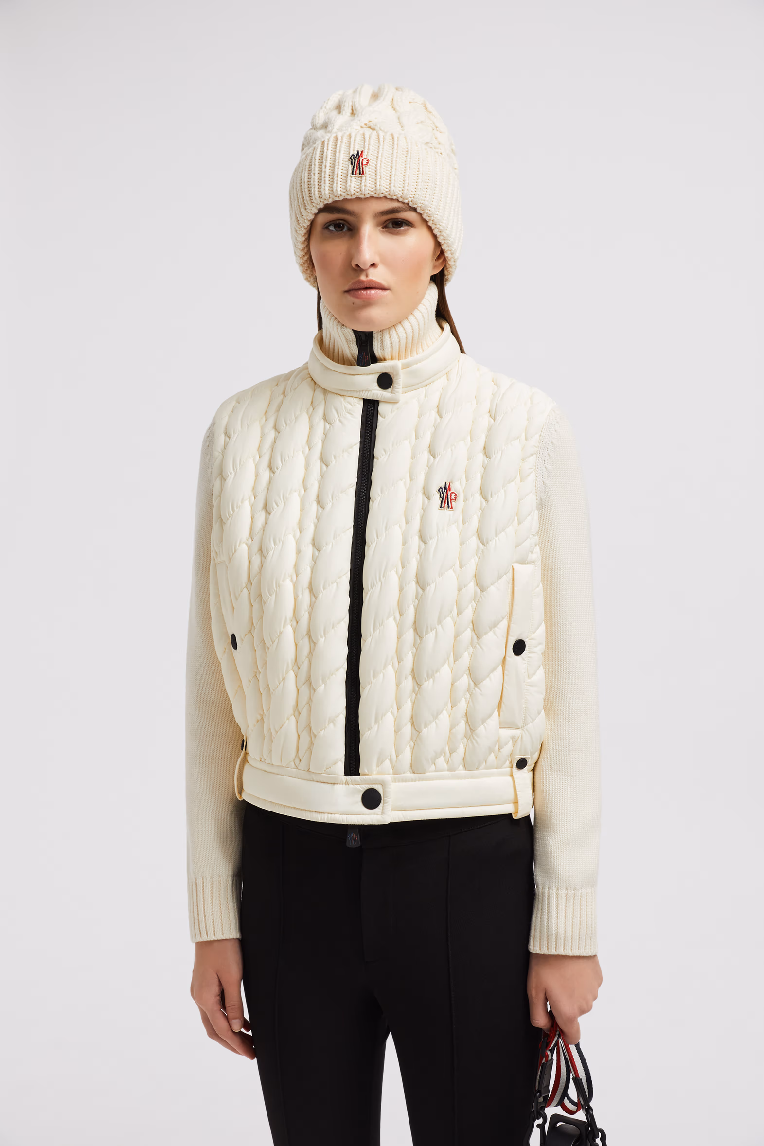 Padded Wool Zip-Up Cardigan Women White Moncler 0